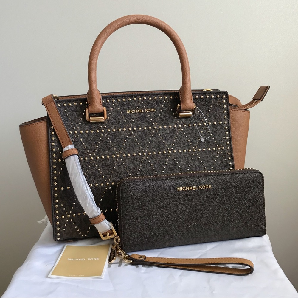 NWOT Michael Kors Studded Selma And Wallet
